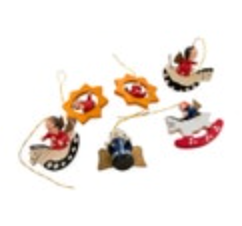 Vintage Lot Of 6 Angels Mini Wooden Christmas Ornaments Wood Miniature Painted