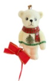 SPODE Christmas Tree Sweater Teddy Bear Ornament No Box 3”