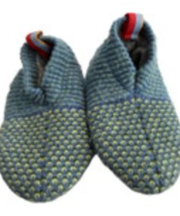 Bombas Toddler T5-7 Blue Knit Gripper Slippers