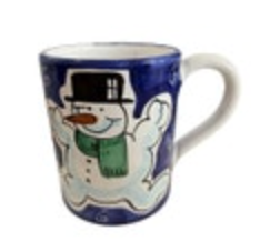 Snowman Starbucks Christmas Mug Hand Painted Holiday Sberna Deruta Italy Frosty