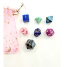 Polyhedral Dice Set Dungeons & Dragons Pink Blue Green Black Marbled Plastic 7pc