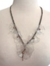 Upcycled Flower Statement Necklace Copper Tone Chain Plastic Bottle Flowers