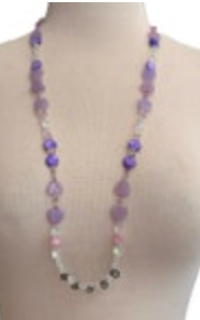 32" Multicolor Acrylic Beaded Necklace Pastel Hearts Princess Plastic Beads