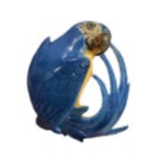 Hand Sculpted Painted Hyacinth Macaw Parrot Pendant Artist Signed Resin