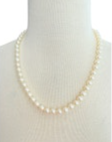 Faux Pearl Necklace Hand Knotted Strand Beaded 21”