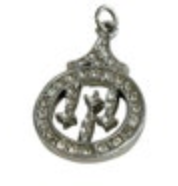 Vintage Estate Art Deco Pave Glass Rhinestone Pendant Silver Tone