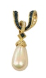 Cobalt Blue Nolan Miller Newport Crystal Faux Pearl Pendant Convertible Classy