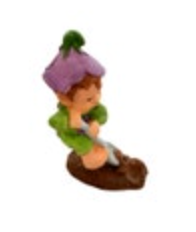 Vintage Hallmark Merry Miniatures Garden Fairy Elf 1996 Purple Flower Spring