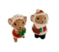 Hallmark Merry Miniatures Mr. & Mrs. Santa Mouse Figurines from 1986 Vintage