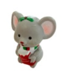 Vintage Russ Berrie & Co Mouse Holly Scarf Merry Christmas Stocking 1980’s