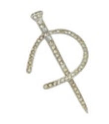 Vintage Trifari Rhinestone Horseshoe and Nail Pin Brooch Silver Tone
