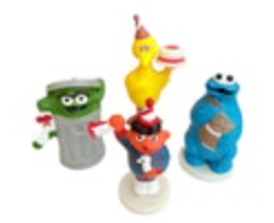 Set Of 4 Vintage Sesame Street Cake Toppers Jim Henson Big Bird Ernie Oscar