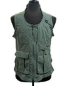 Duluth Trading Co Mens M Olive Green Fishing Utility Vest Nylon Stretch Pockets
