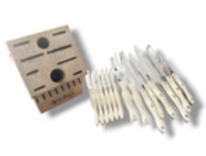 Cutco Pearl White Knife Set 14-Piece Set Wooden Block Holder Pickled White Wash