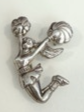 Cheerleader Dance Pendant Necklace Silver Tone 2.5" Cheer