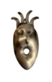 Spork Retro Face Brooch Punk Alien Modernist Steampunk Pin Metal Upcycled