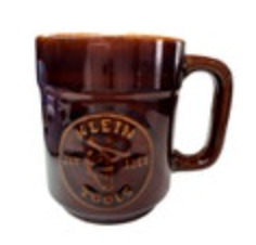 Vintage Klein Tools 125th Anniversary Coffee Mug Cup Brown Lineman Logo Glazed