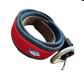 Southern Tide Belt Nautical Skipjack Fish Sz 32 Red Blue Ribbon Canvas Leather
