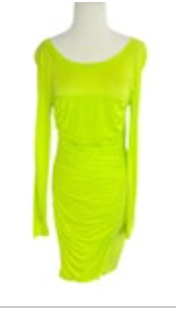 NWT Diane Von Furstenberg Lerosa Bright Kiwi Rouched Bodycon Dress Size 10