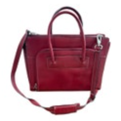 McKlein LakeForest 1 Leather Ladies Laptop Briefcase Red CarryOn Messenger Bag