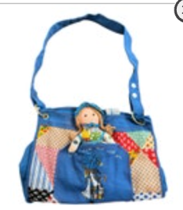 Vintage Holly Hobbie Patchwork Purse Handbag with 6" Doll Knickerbocker 1974