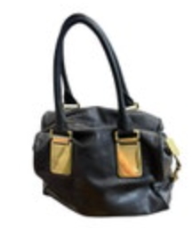 Banana Republic Black Leather Satchel Top Handle Bag with Double Handles Purse