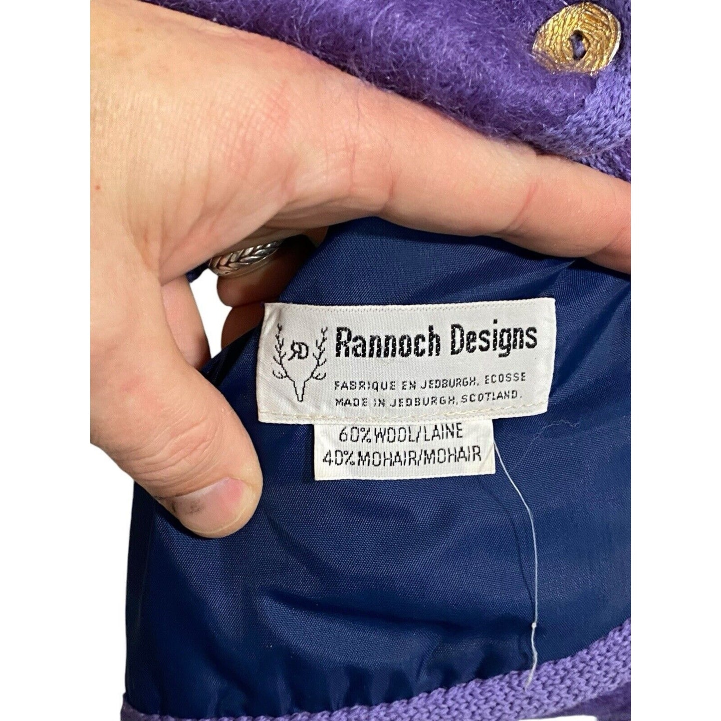 14 Rannoch Design Womens Blazer Jacket Royalty Purple Wool Mohair Scotland Vtg