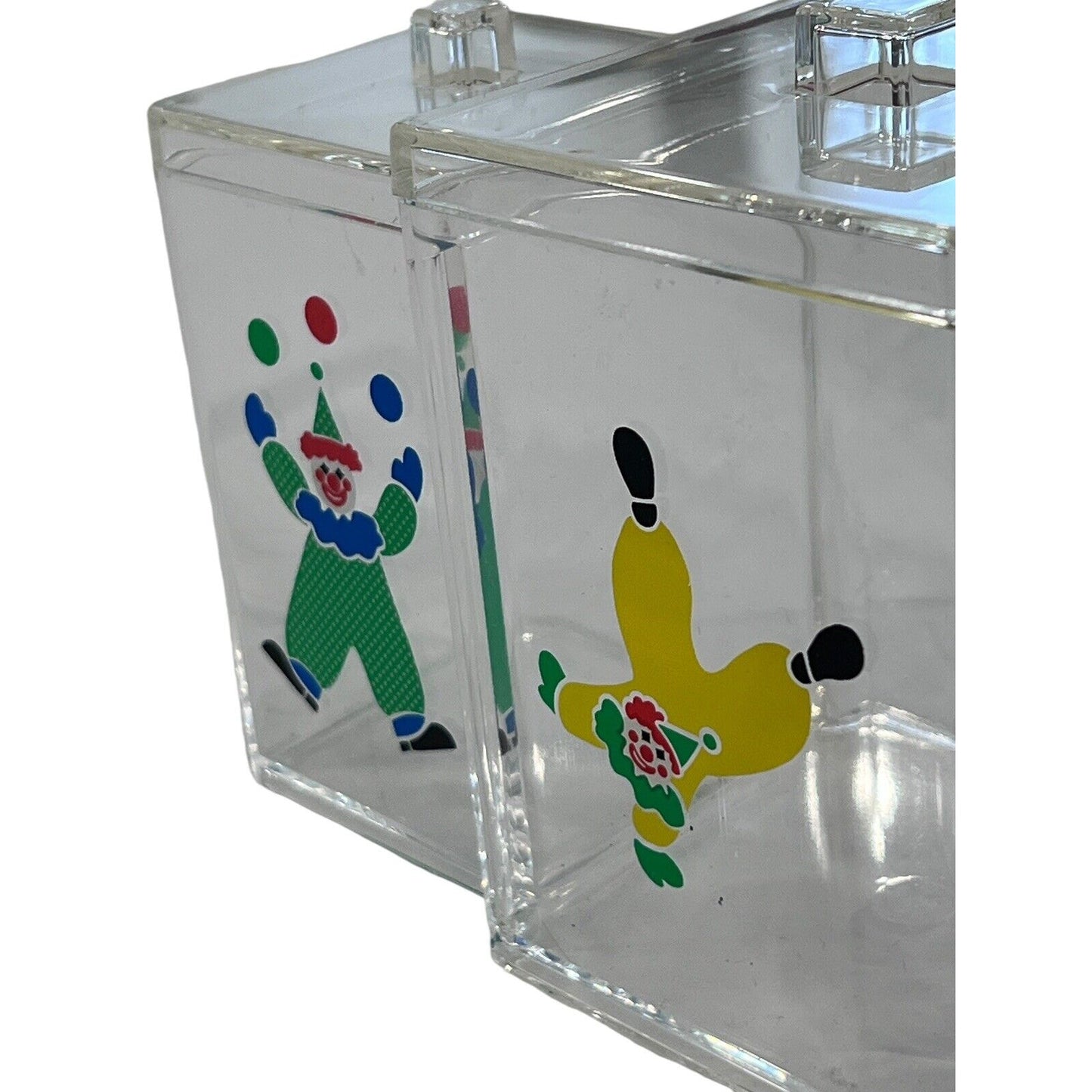 Vintage Nursery Organizer With Clowns Lidded Infant Baby 3 Compartment