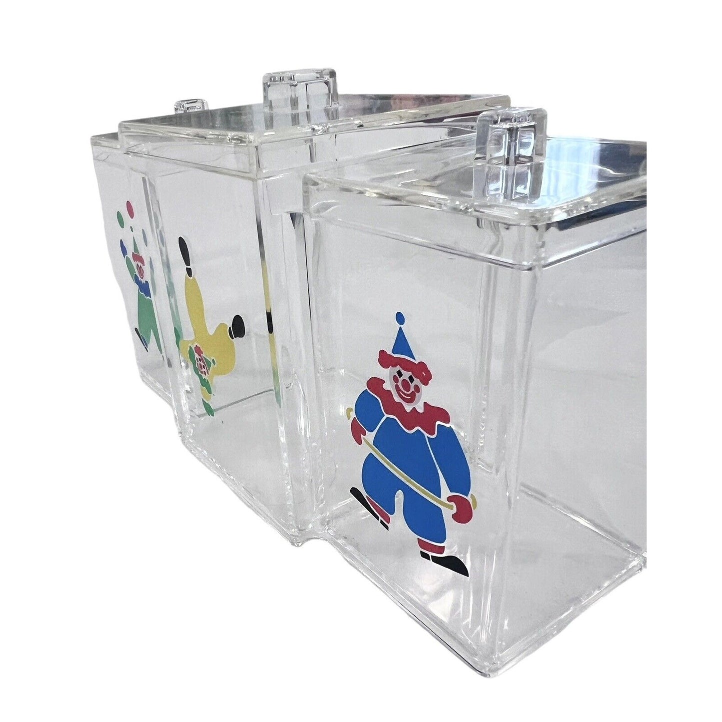 Vintage Nursery Organizer With Clowns Lidded Infant Baby 3 Compartment