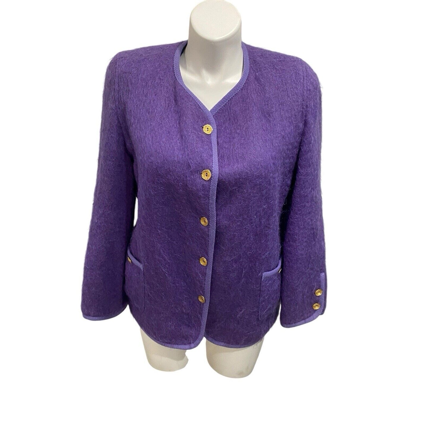 14 Rannoch Design Womens Blazer Jacket Royalty Purple Wool Mohair Scotland Vtg