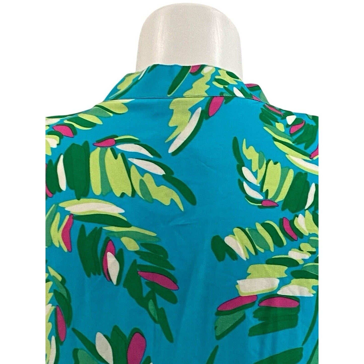 Escapada Living Tory Large Tunic Cover Up Top Aqua Blue Green Palm Tree NWT