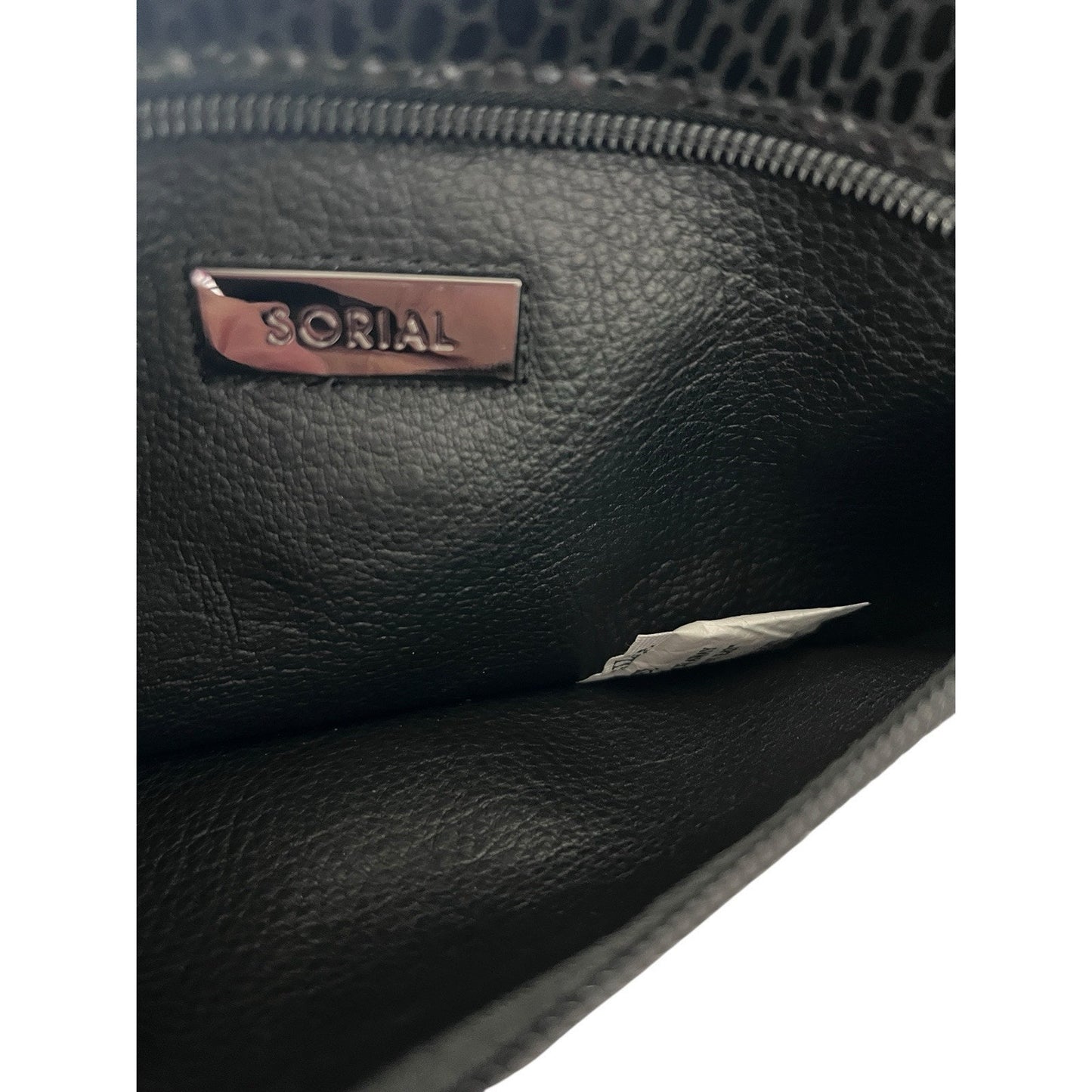 Sorial Black Snakeskin Leather Crossbody Handbag NWOT Clutch