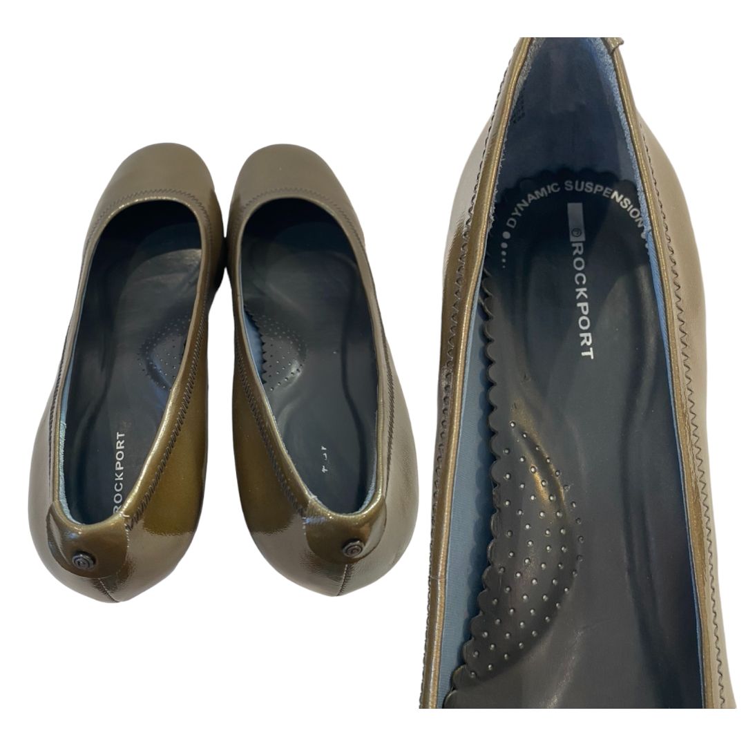 8 M Rockport Women's Green Pewter Patent Leather Pump Comfort Dynamic Suspension