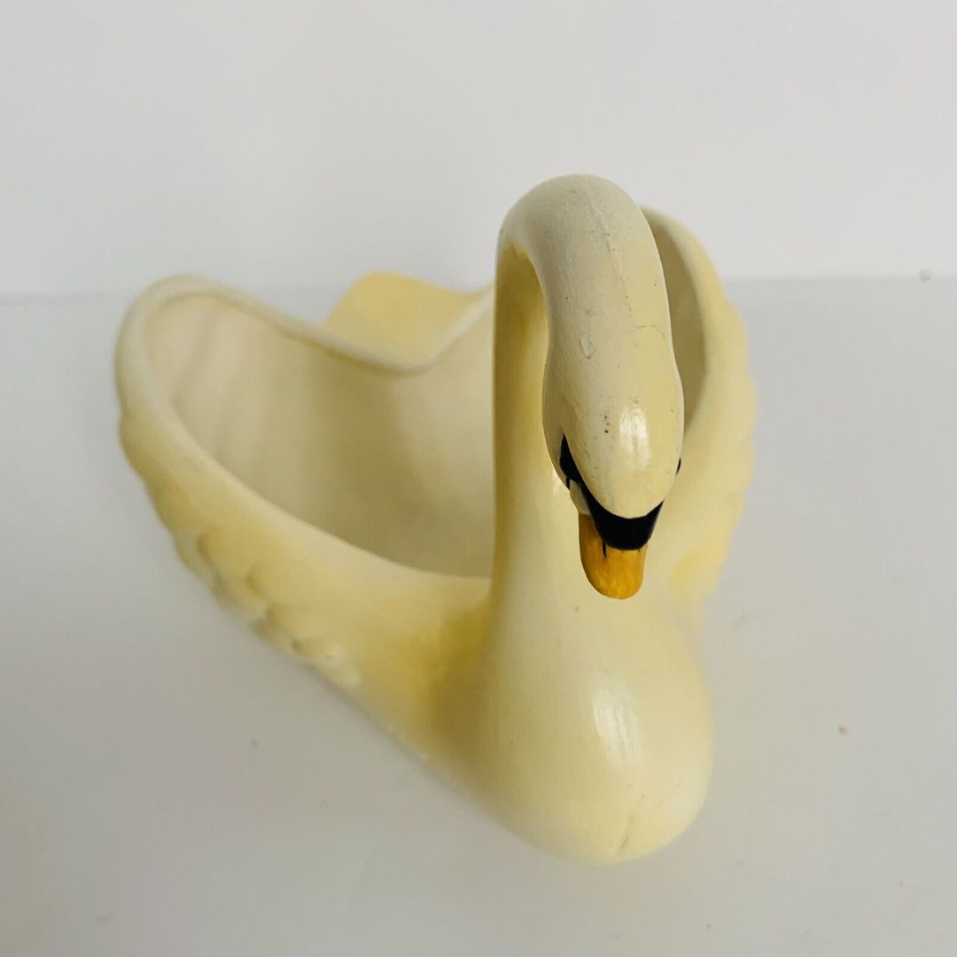 Vintage Midcentury Yellow Swan Candy Nut Dish 5"h x 6"l