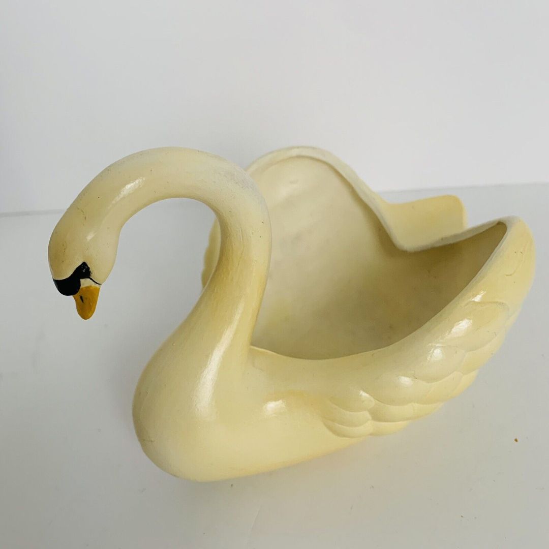Vintage Midcentury Yellow Swan Candy Nut Dish 5"h x 6"l