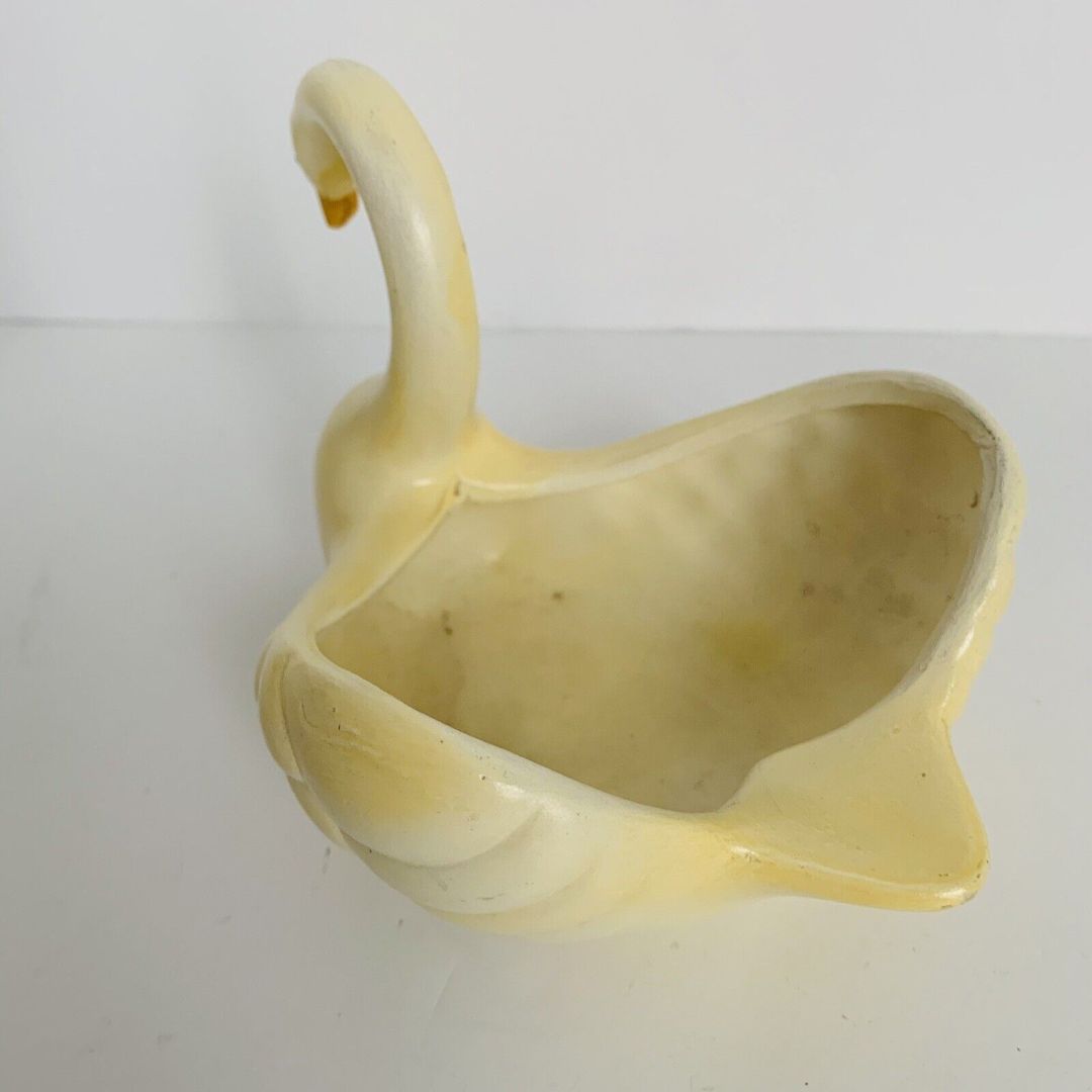 Vintage Midcentury Yellow Swan Candy Nut Dish 5"h x 6"l