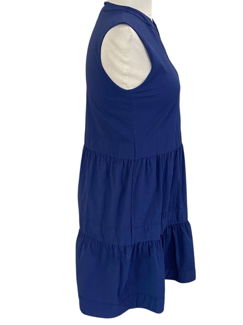Large Vineyard Vines Performance Women's Dress Size Navy Blue Seersucker V-Neck
