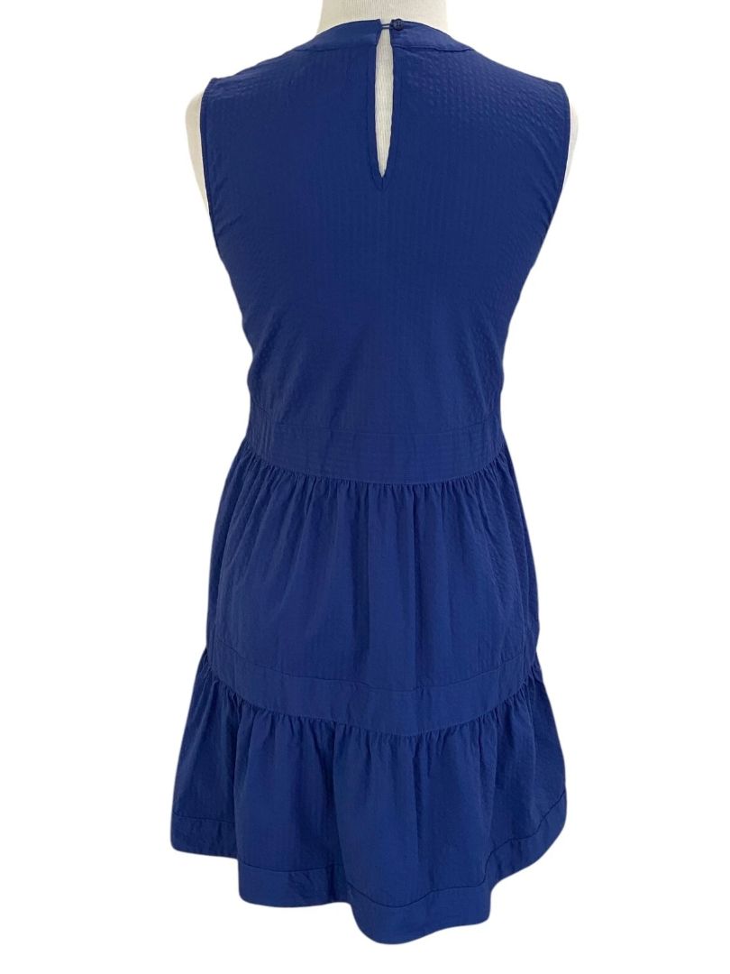 Large Vineyard Vines Performance Women's Dress Size Navy Blue Seersucker V-Neck