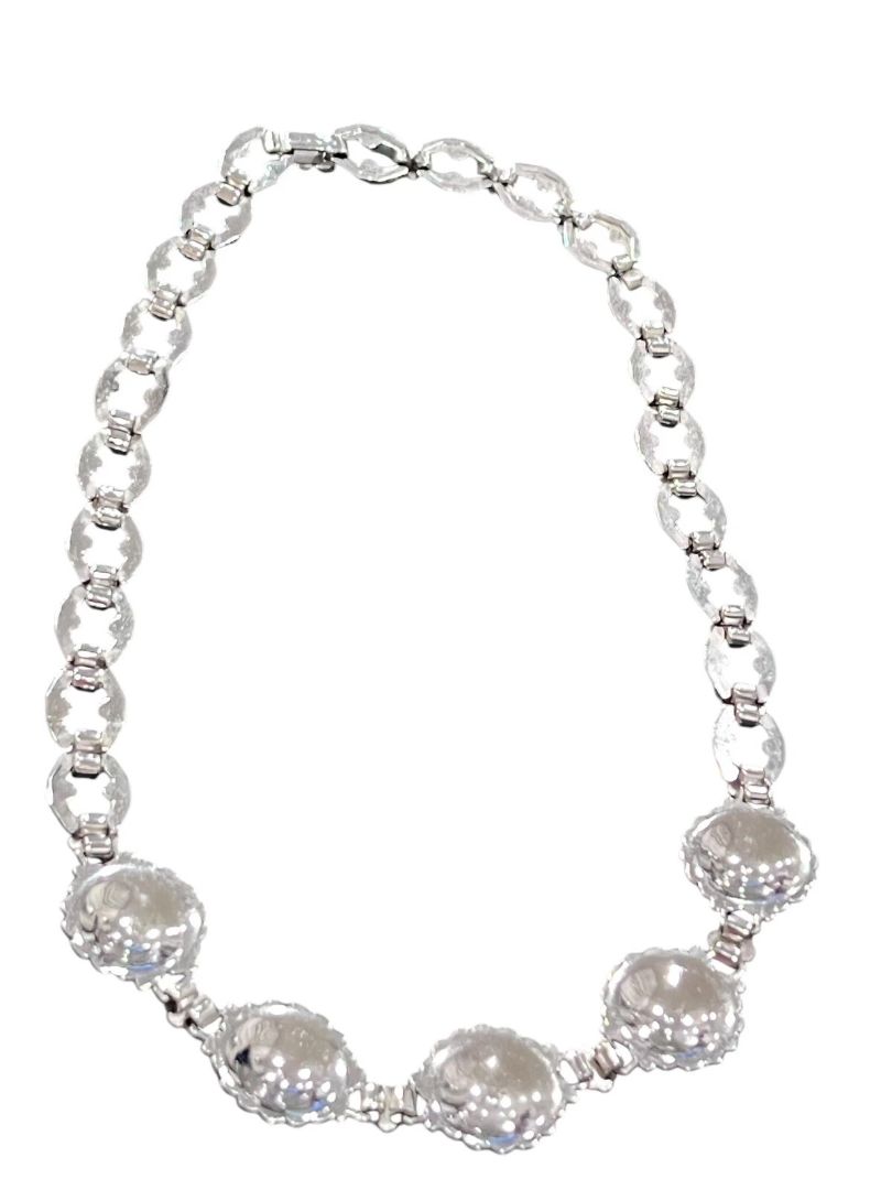 Sterling Silver Round Marcasite Statement Necklace Evening Formal 16”