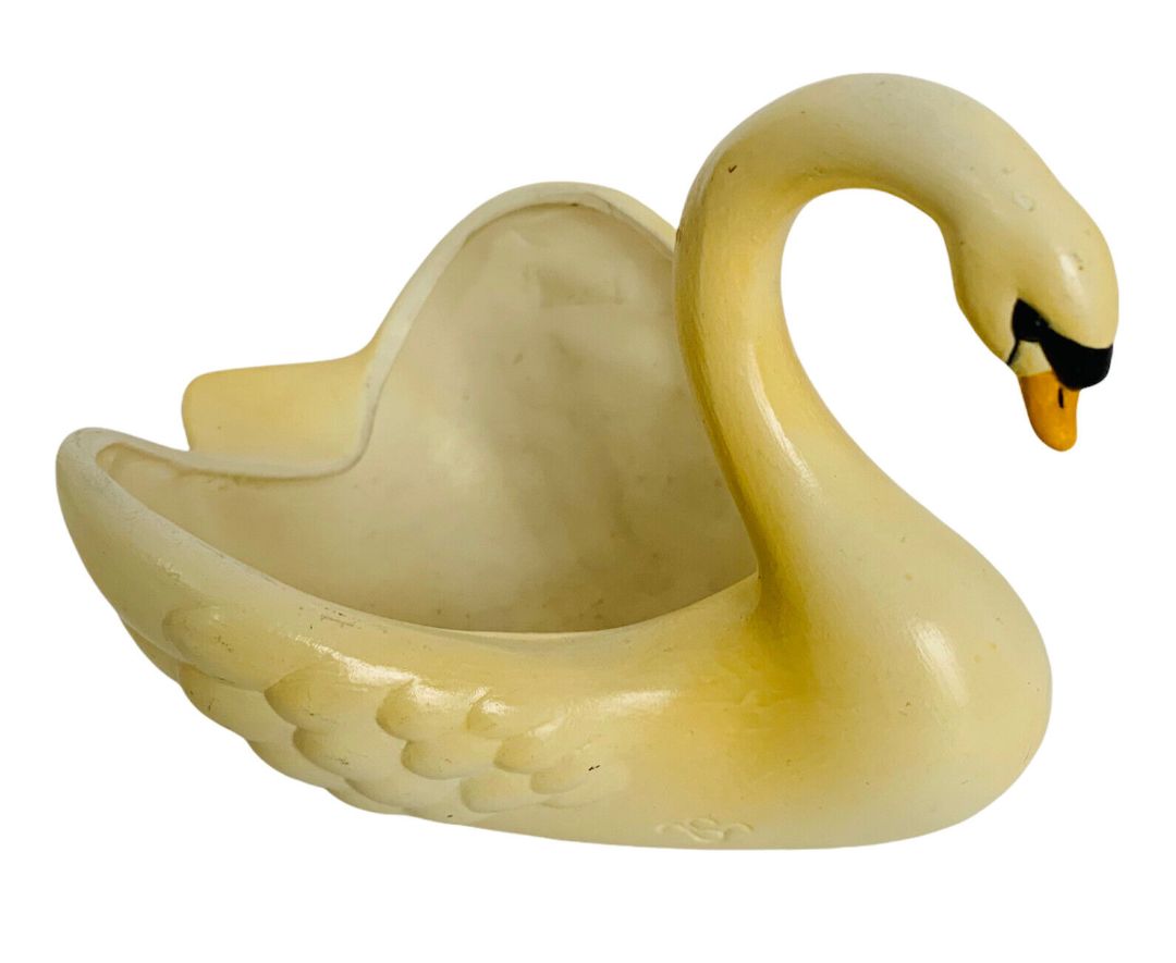 Vintage Midcentury Yellow Swan Candy Nut Dish 5"h x 6"l