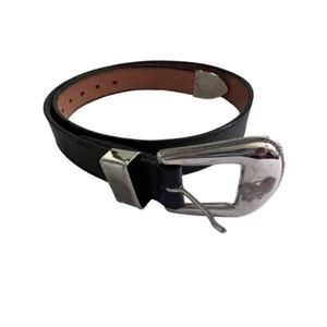 Medium Fred Coen Navy Blue Snakeskin Embossed Leather Western Belt Womens
