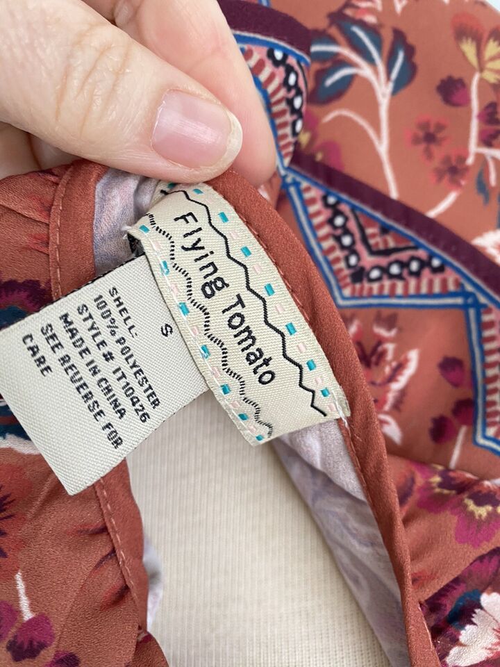 Small Flying Tomato Womens Kimono Wrap Cropped Blouse Top Bell Sleeve Boho