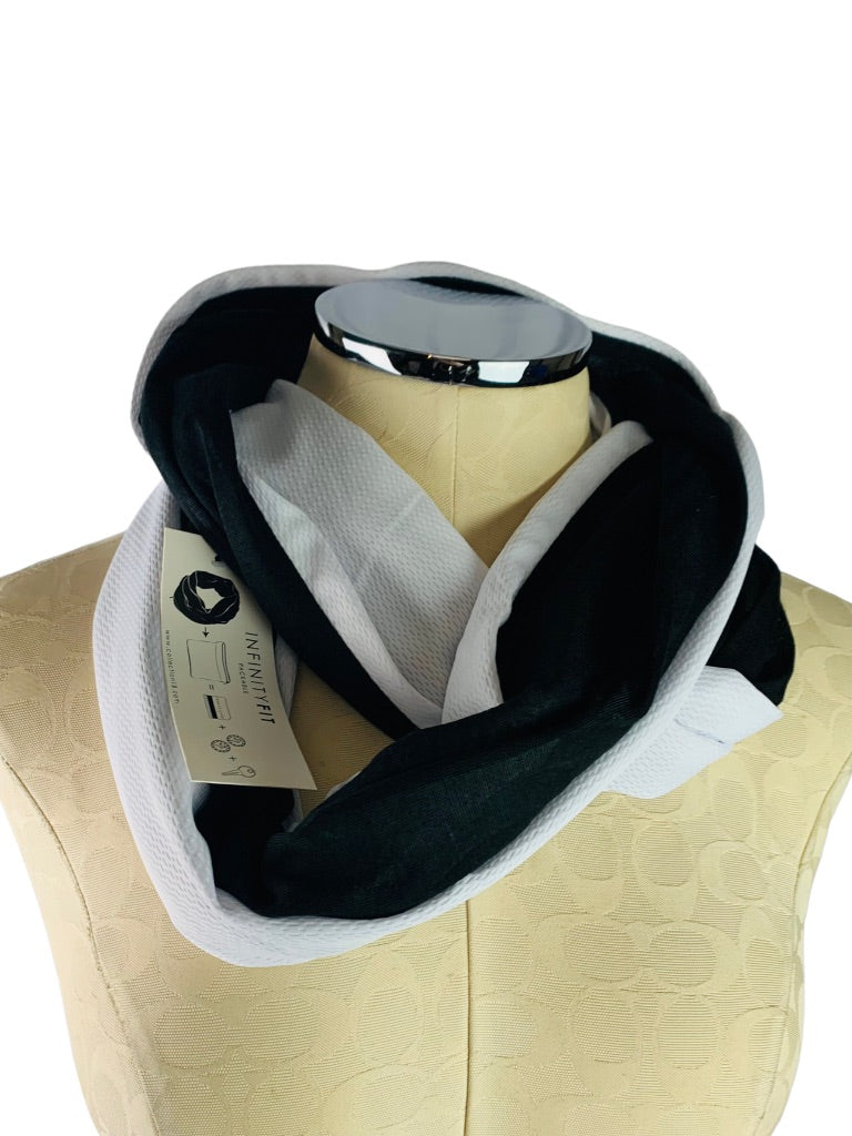 Tashon Black White Packable New Infinity Scarf Women's Mesh and Jersey Knit