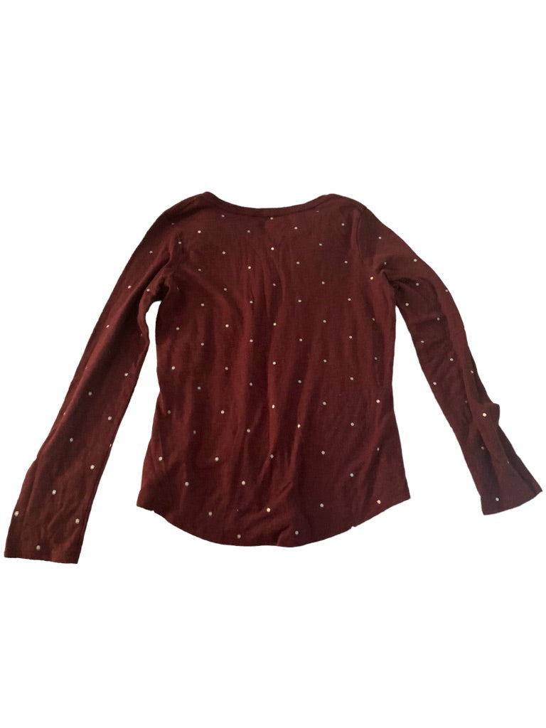 XL (14/16) Cat & Jack Girls Plum V-Neck Long Sleeve Tshirit Polka Dot