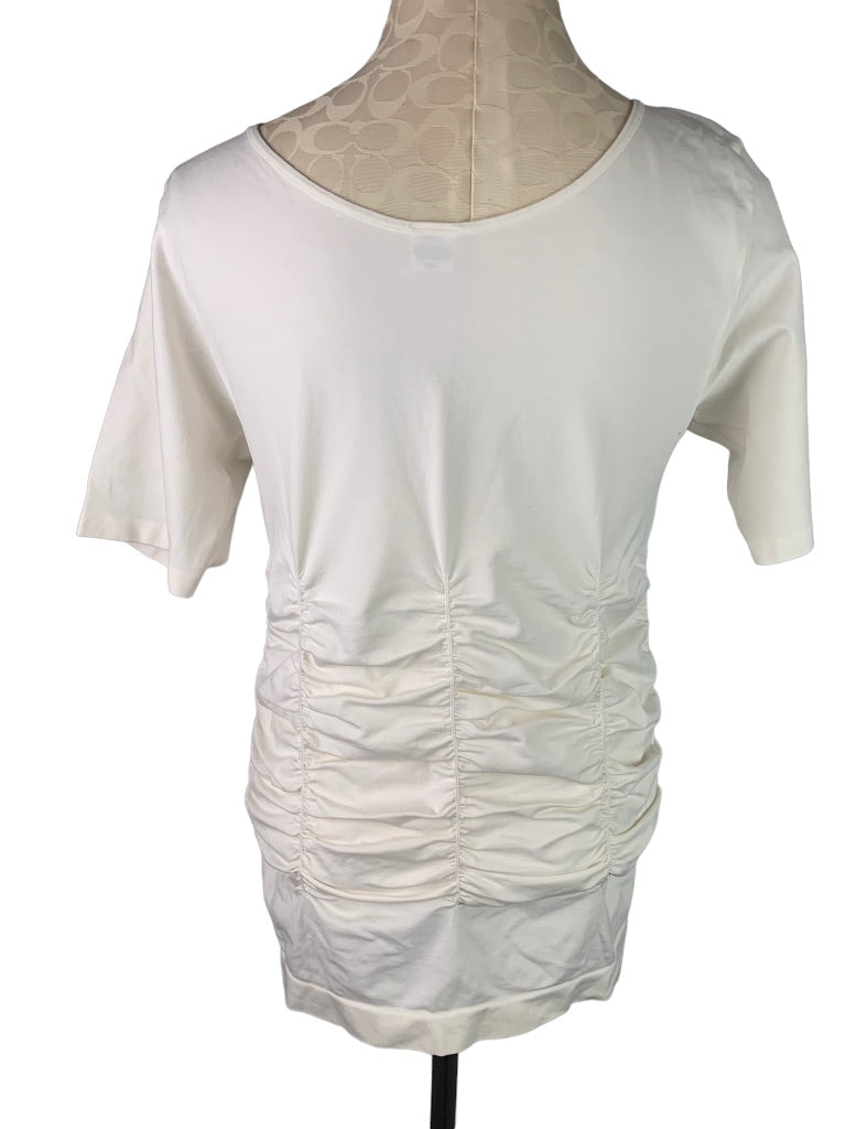 1X Legacy Ivory Women's Activewear Ruched V-Neck Shirt Short Sleeve