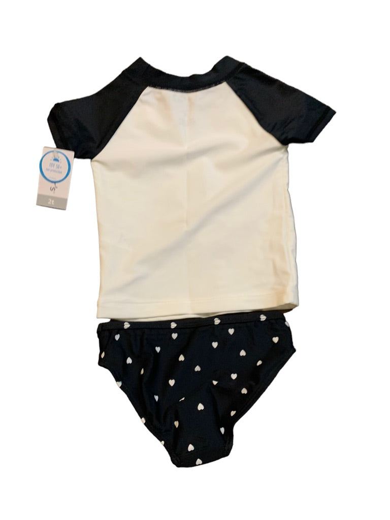 2T Carter's Girls "Too Cute" 2 Piece Swimsuit Rashgaurd Polka Dot Swim