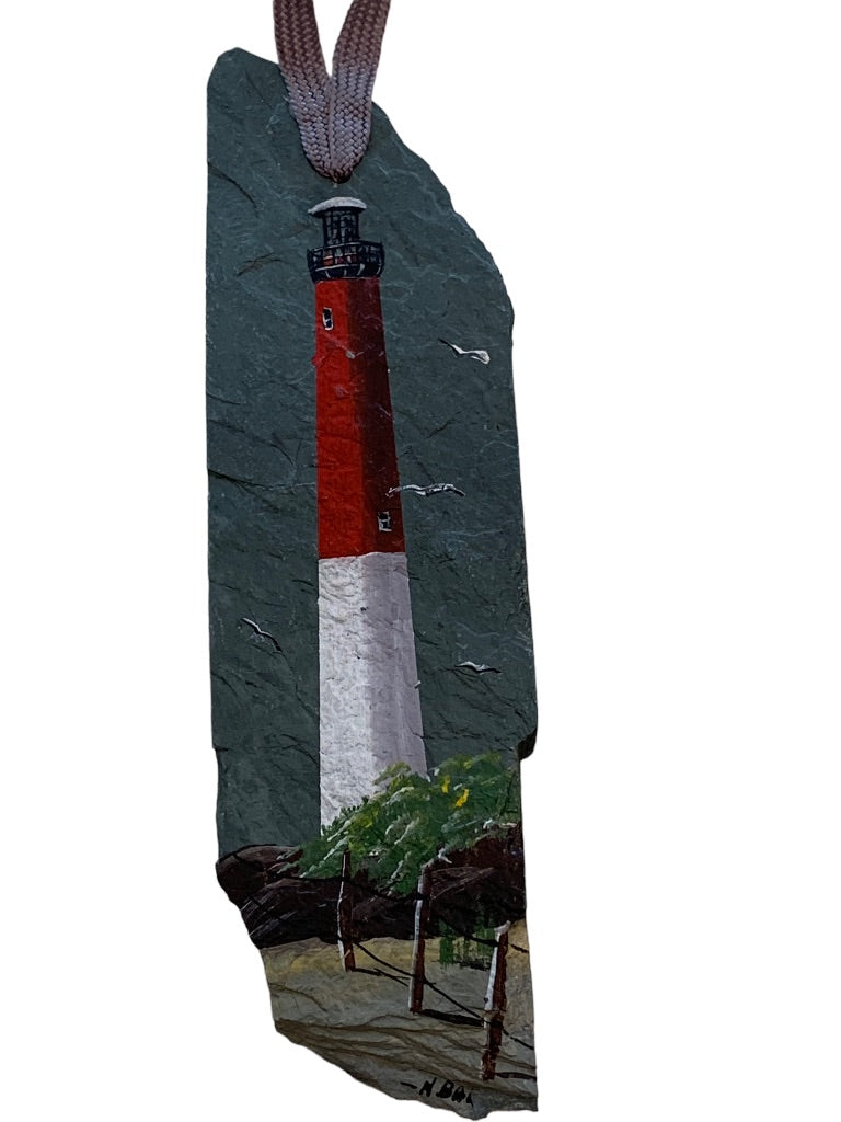 Small 8" Handpainted Slate Lighthouse Signed Ready to Hang