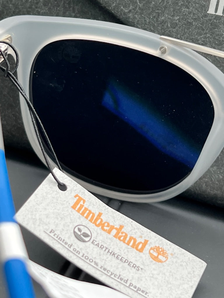 NEW Timberland Blue & Frosted Polarized Sunglasses Earth Keepers TB9181 53 19 145 With Case