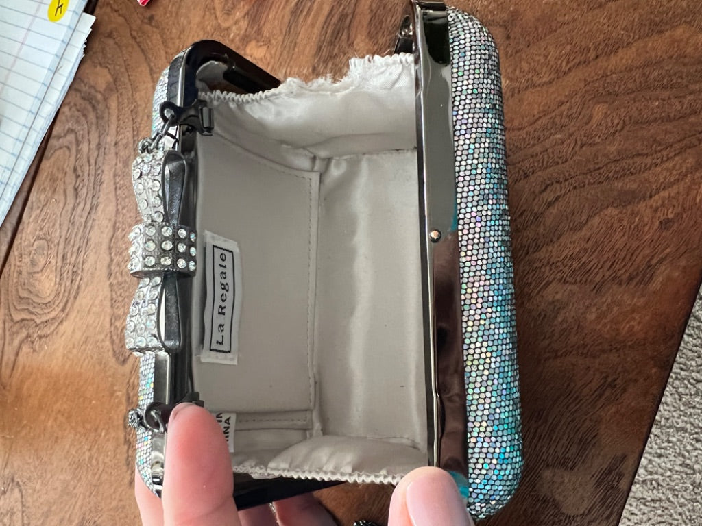 La Regale Small Evening Bag Shoulder Rhinestone Bow Sparkle