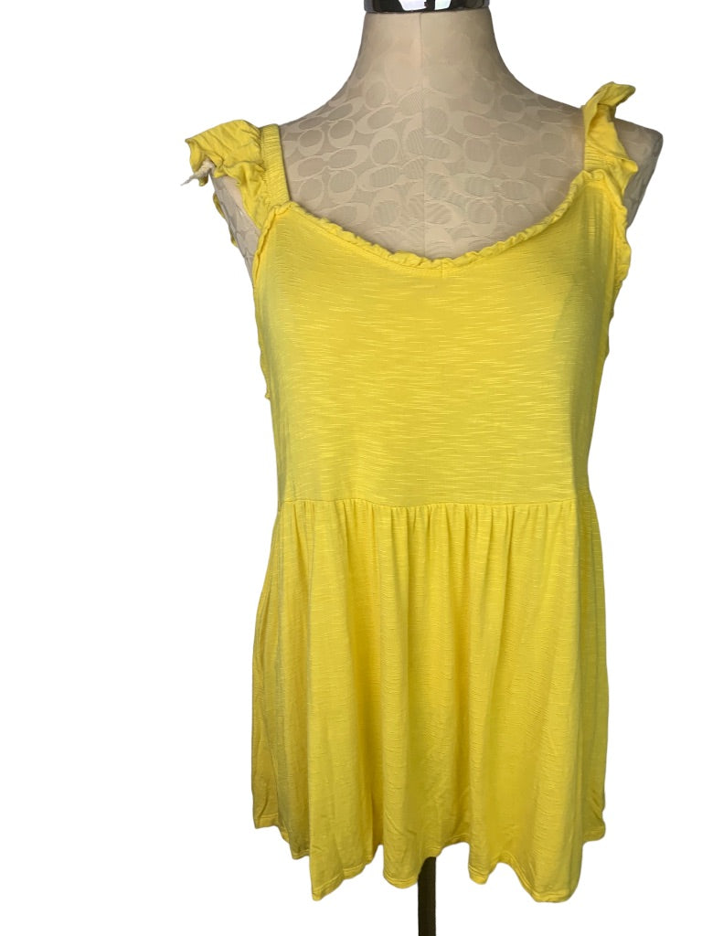 2X Torrid Women's Yellow Ruffle Strap Tank Top Sleeveless Jersey Knit